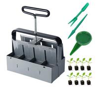 Moendergo Hand Held Soil Blocker 2" Soil Block Maker Clod Baler for 8Pcs Soil Block Bloqueador de tierra con kits de herramientas de siembra Herramienta de siembra para invernadero de jardín (M, 3)