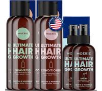 Moerie Mineral Shampoo and Conditioner Plus Hair Growth Spray Set - Ultimate Hair Care Pack - For Longer, Thicker, Fuller Hair - Volumizing Hair Care Products - Paraben & Silicone Free - Double Set