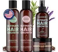 Moerie Set champu de cabello crecimiento y acondicionador pelo Plus mascarilla pelo y Spray - Cabello Más Largo, Más Fuerte -Voluminizadores para el Cabello - Sin Parabenos ni Silicona - 4 productos