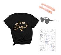 Moerstar JGA Team - Camiseta de novia del equipo de novia con pulseras del equipo de novia para despedida de soltera para mujer, camiseta de dama de honor (DE/NL/SE/PL, alfanumérica, L, normal, color