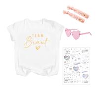 Moerstar JGA Team - Camiseta de novia del equipo de novia con pulseras del equipo de novia para despedida de soltera para mujer, camiseta de dama de honor (DE/NL/SE/PL, alfanumérica, L, regular, color