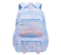 Moerstar Mochila escolar para niñas, mochila grande de mariposa arcoíris, mochila impermeable para niños, mochila escolar de gran capacidad, mochila de viaje para niños y niñas, azul, L
