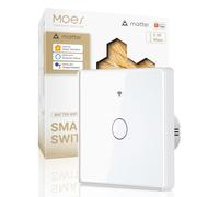 MOES 2.5D Matter WiFi Interruptor Táctil de Panel Inteligente, Sincronización Bidireccional Premium, Cable Neutro Requerido, Compatible con Alexa/Apple Home/Google Home/SmartThings/Tuya, 1 Gang