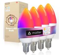 MOES Bombilla Inteligente Led E14 Wifi y Matter, 4PCS | RGB 2700K-6500K Regulable Calida/Blanco Frio, Compatible, Alexa/Google Home, Apple HomeKit, Smart Things