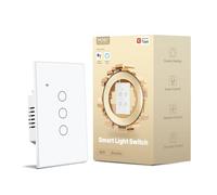 MOES Interruptor de pared táctil inteligente de 2ª generación, interruptor único de fuego único Wi-Fi de 2.4 GHz, no requiere cable neutro, control de aplicación MOES remoto, compatible con Alexa y