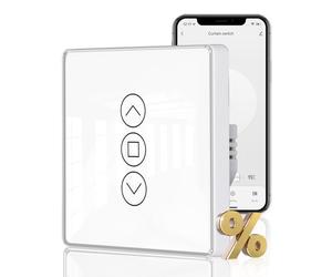 MOES Interruptor de Persianas Inteligente WiFi 2.5D, Control de Persianas con Ajuste de Porcentajes, Temporizador y Control por Voz, Compatible con Alexa y Google Home, Requiere Cable Neutro