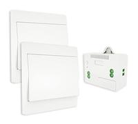 MOES Interruptor Inalámbricas Autoalimentado de Luz Conmutador RF433, Sin Cables Sin Bateria, Interruptor Pared con Receptor Lámpara Casa Iluminación(2 Interruptor 1 Receptor Kit)