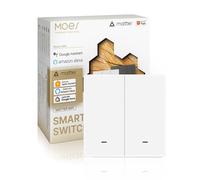 MOES Interruptor Inteligente Matter, WiFi Interruptor de Sincronización Bidireccional, Cable Neutro Requerido, Compatible con Alexa/Apple Home/Google Home/SmartThings/APP Tuya, 2 Gang