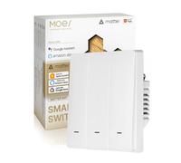 MOES Interruptor Inteligente Matter, WiFi Interruptor de Sincronización Bidireccional, Cable Neutro Requerido, Compatible con Alexa/Apple Home/Google Home/SmartThings/APP Tuya, 3 Gang