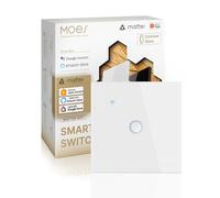 MOES Matter WiFi Interruptor Táctil de Panel Diseño Cóncavo Inteligente, Sincronización Bidireccional, Cable Neutro Requerido, Compatible con Alexa/Apple Home/Google Home/SmartThings/Tuya, 1 Gang