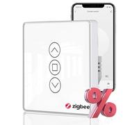MOES ZIGBEE Interruptor de Persianas Inteligente 2.5D, Ajuste de Porcentajes, Temporizador y Control por Voz, Compatible con Alexa/Smart Life/Google Home, Requiere Cable Neutro
