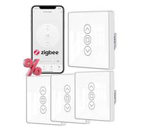 MOES ZIGBEE Interruptor de Persianas Inteligente 2.5D, Ajuste de Porcentajes, Temporizador y Control por Voz, Compatible con Alexa/Smart Life/Google Home, Requiere Cable Neutro 4 PCS