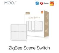 MOES ZigBee interruptor inalámbrico de 12 escenas Tuya Smart 4 Gang controlador de botón interruptor de Control remoto para escenarios de automatización 4 Gang Switch