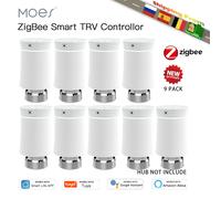 MOES ZigBee3.0 TRV Tuya válvula actuadora de radiador termostato programable inteligente Control de calentador de temperatura Alexa google home voice 6PCS Black Valve