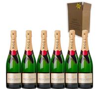 Moët Brut Imperial - Champán con Uvas Pinot Noir, Pinot Meunier y Chardonnay, Burbuja Fina y Sabor Equilibrado - Pack 6 Botellas 75cl