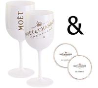 Moët & Chandon Ice Imperial - Juego de 2 vasos de cristal acrílico (0,45 L, incluye posavasos)