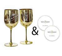 Moët & Chandon Ice Impérial - Juego de posavasos (acrílico), diseño de copas de champán y prosecco dorado