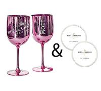 Moët & Chandon Ice Impérial - Juego de posavasos (acrílico), diseño de copas de champán y prosecco rosa