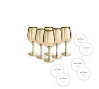 Moët & Chandon - Juego de 6 copas de champán de vidrio auténtico con posavasos