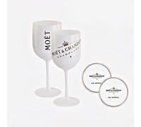 Moët & Chandon - Juego de copas de champán (cristal acrílico, incluye posavasos)