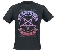 Mötley Crüe Pentagram Pastel Hombre Camiseta Negro 100% algodón Regular
