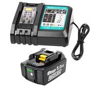 MoeuGreenBattX Batería de Repuesto para batería Makita 18V: 1 Pieza 5,0 Ah Li-Ion Original batería de Repuesto para BL1850B BL1860B 194205-3 LXT-400 - DC18RC Fast Ladegerät Fits para Makita
