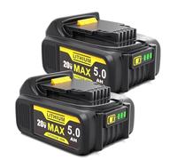 MoeuGreenBattX Batería de Repuesto para Dewalt 18V: Batería de Ion de Litio de 5Ah para DCB200 DCB201 DCB180 DCB181 DCB182 DCB184 (2 Unidades)