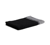 Möve Brooklyn Uni con Espina de pez - Guante de baño de 85% algodón, 10% Viscosa, 5% Lino, 50 x 30 cm, Negro
