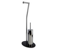 Möve Soporte Juego de escobillas de Inodoro, Acero Inoxidable, Cristal de Seguridad, Plateado, 28 x 20 x 71,5 cm