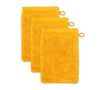 Möve Superwuschel - Juego de 3 Guantes de baño de 100% algodón, 15 x 20 cm, Amarillo Oro