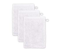 Möve Superwuschel - Juego de 3 Guantes de baño de 100% algodón, 15 x 20 cm, Blanco Nieve