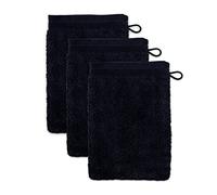 Möve Superwuschel - Juego de 3 Guantes de baño de 100% algodón, 15 x 20 cm, Negro