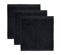 Möve Superwuschel - Juego de 3 toallitas de Mano de 100% algodón, 30 x 30 cm, Negro