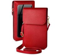 moex Bolso bandolera para teléfono móvil para iPhone 17, bolso pequeño con compartimento para teléfono móvil y ventana transparente, 2 compartimentos extra, mini bolso bandolera de piel PU para mujer