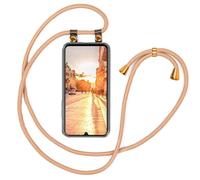 moex Cadena para teléfono móvil compatible con Samsung Galaxy A34 5G funda con correa longitud ajustable, funda de silicona transparente con cordón extraíble en oro
