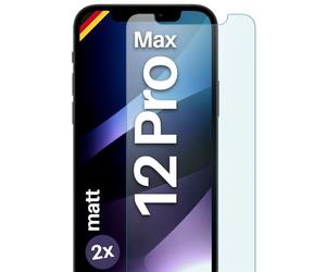 moex Cristal blindado compatible con iPhone 12 Pro Max - Protector de pantalla mate de cristal, antirreflectante protector de pantalla resistente a los arañazos, mate 9H, 2 unidades