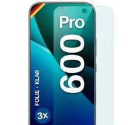 moex FlexProtect - Protector de pantalla para Honor 600 Pro (ultratransparente, HD, 0,2 mm, compatible con cualquier funda, colocación sin burbujas, extra resistente a los arañazos, 3 unidades)