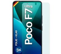 moex FlexProtect - Protector de pantalla para Poco F7 Ultra (3 unidades, HD, 0,2 mm, compatible con cualquier funda, colocación sin burbujas, extra resistente a los arañazos)