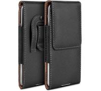 moex Funda con enchufe para Samsung Galaxy A37 5G con clip para cinturón, funda de piel sintética, funda para teléfono móvil, funda para cinturón, color negro