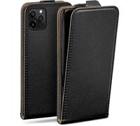 MoEx Funda con Solapa Vertical magnética para Apple iPhone 11 Pro MAX, Plegable, protección Completa de 360 Grados, Funda con Tapa de Cuero Vegano, Negro Intenso