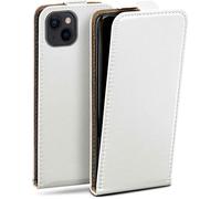 moex Funda con Solapa Vertical magnética para Apple iPhone 13 Mini, Plegable, protección Completa de 360 Grados, Funda con Tapa de Cuero Vegano, Perla-Blanco