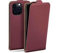 moex Funda con Solapa Vertical magnética para Apple iPhone 13 Pro MAX, Plegable, protección Completa de 360 Grados, Funda con Tapa de Cuero Vegano, Granate-Rojo