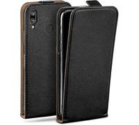 moex Funda con Solapa Vertical magnética para Huawei P20 Lite, Plegable, protección Completa de 360 Grados, Funda con Tapa de Cuero Vegano, Negro Intenso