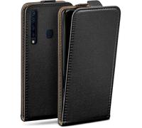 MoEx Funda con Solapa Vertical magnética para Samsung Galaxy A9 (2018), Plegable, protección Completa de 360 Grados, Funda con Tapa de Cuero Vegano, Negro Intenso