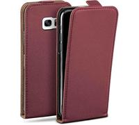 MoEx Funda con Solapa Vertical magnética para Samsung Galaxy S7 Edge, Plegable, protección Completa de 360 Grados, Funda con Tapa de Cuero Vegano, Granate-Rojo