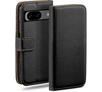 moex Funda con tapa para Google Pixel 8, funda plegable para teléfono móvil con tarjetero, funda protectora de 360 grados para plegar, funda de piel vegana, color negro