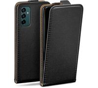moex Funda con tapa para Samsung Galaxy M23 5G, 360 grados, protección completa, funda de piel vegana, con solapa vertical, magnética, color negro