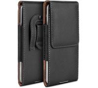 moex Funda con tapa para Samsung Galaxy S26 Ultra con clip para cinturón, funda de piel sintética, funda para teléfono móvil, funda para cinturón, color negro