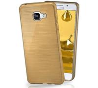moex Funda de Silicona con Aspecto Aluminio Cepillado Compatible con Samsung Galaxy A5 (2016) en doré