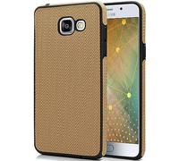 moex® Funda de Silicona con trozos de Tela Compatible con Samsung Galaxy A3 (2016) | Buen Agarre - Beige/Noir